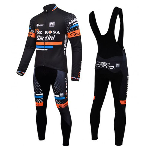 2015 Maillot DE ROSA Tirantes Mangas Largas Negro Y Naranja